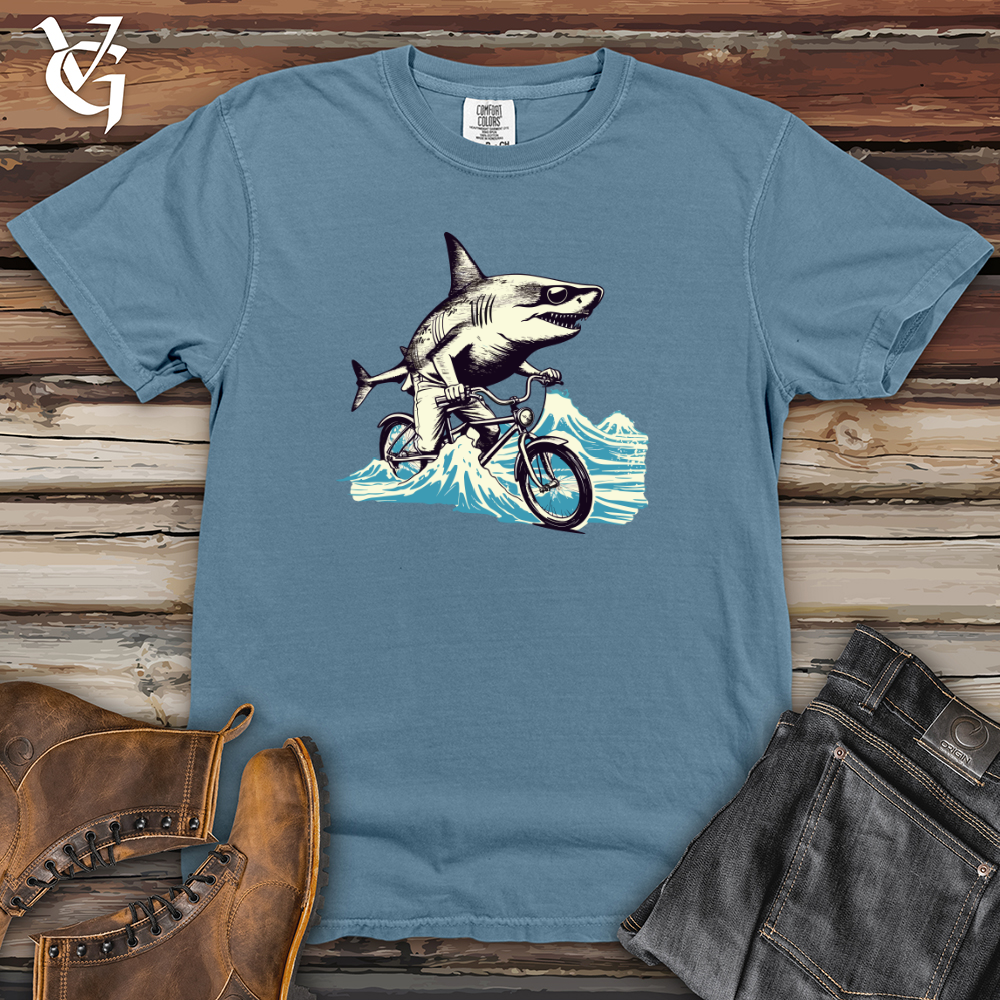 Viking Goods Sunset Shark Ride Heavy Cotton Comfort Colors Tee Blue Jean / L