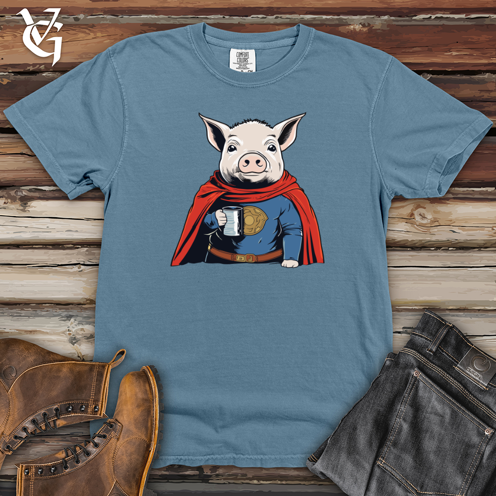 Viking Goods Super Hero Pig Heavy Cotton Comfort Colors Tee Blue Jean / L