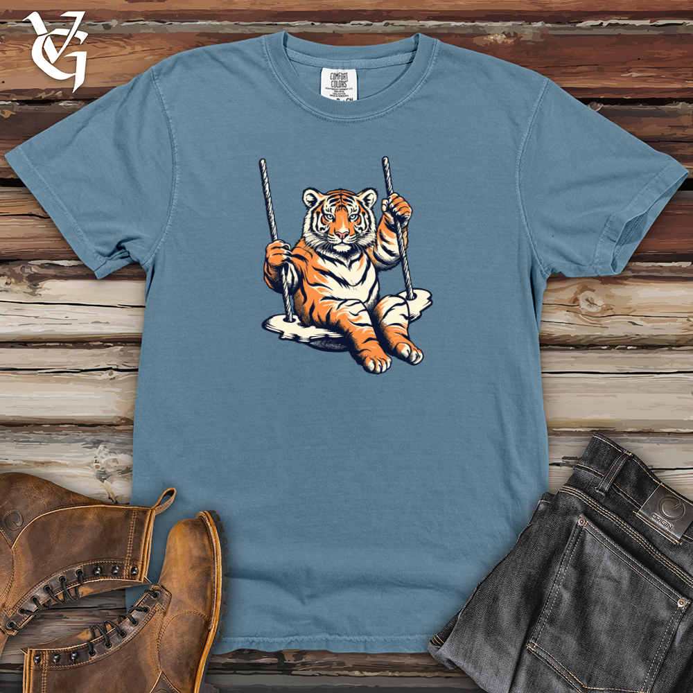 Viking Goods Swingin Stripes Heavy Cotton Comfort Colors Tee Blue Jean / L