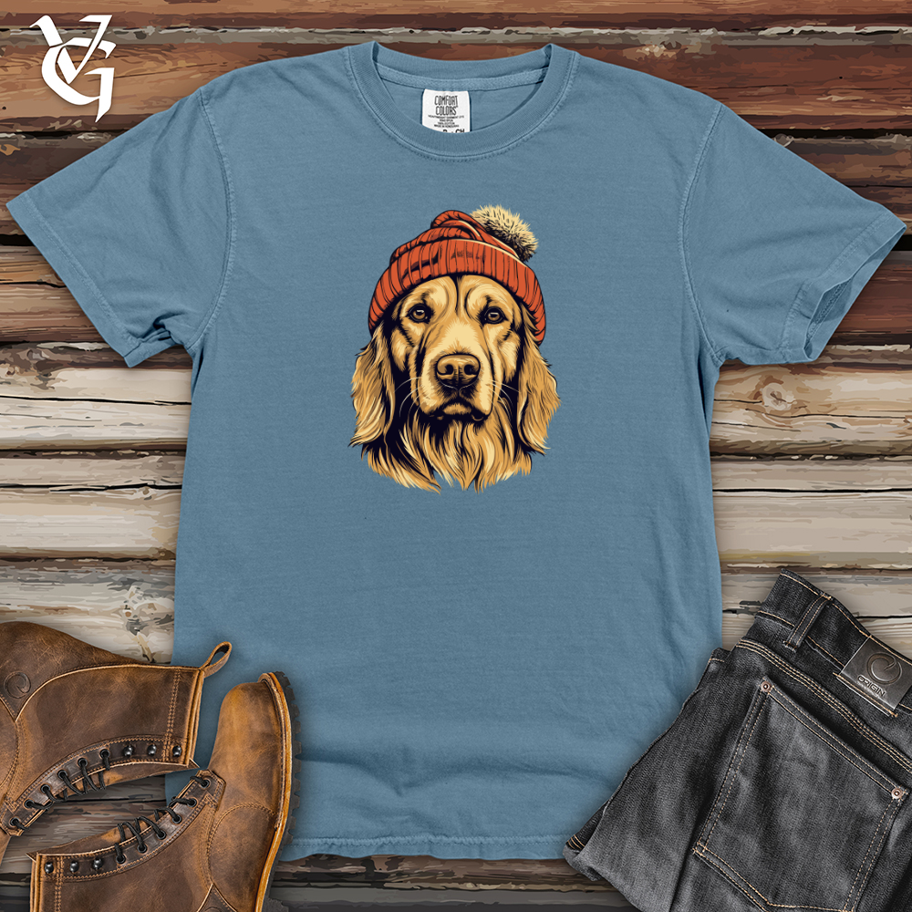 Viking Goods Vintage Beanie Golden Retriever Heavy Cotton Comfort Colors Tee Blue Jean / L