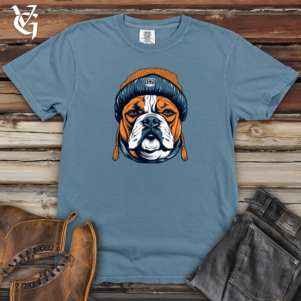 Viking Goods Vintage Beanie Wearing Bulldog Heavy Cotton Comfort Colors Tee Blue Jean / L
