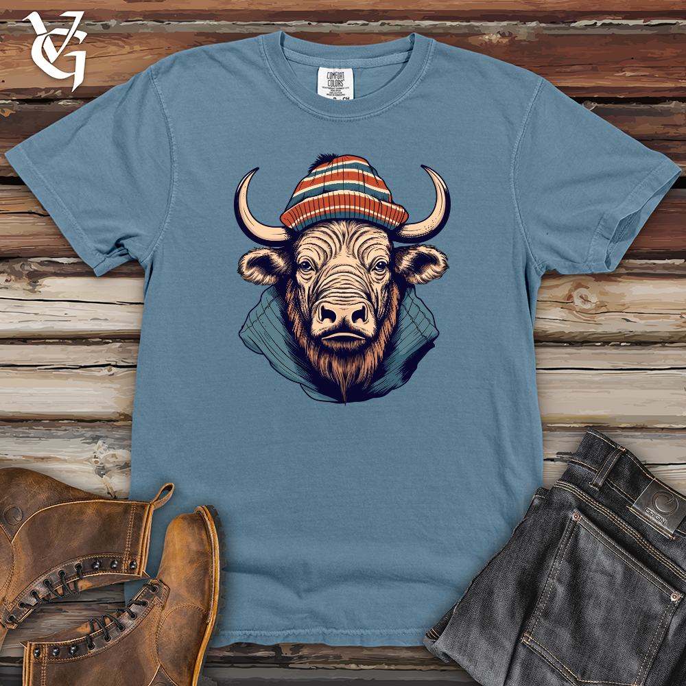 Viking Goods Vintage Buffalo Wearing Beanie Heavy Cotton Comfort Colors Tee Blue Jean / L