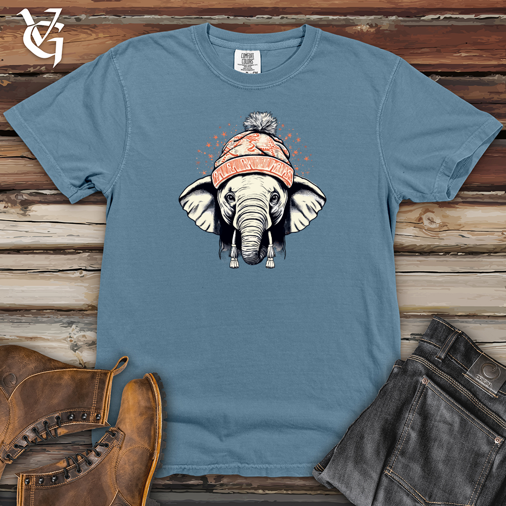 Viking Goods Vintage Pompom Snow Hat Elephant Heavy Cotton Comfort Colors Tee Blue Jean / L