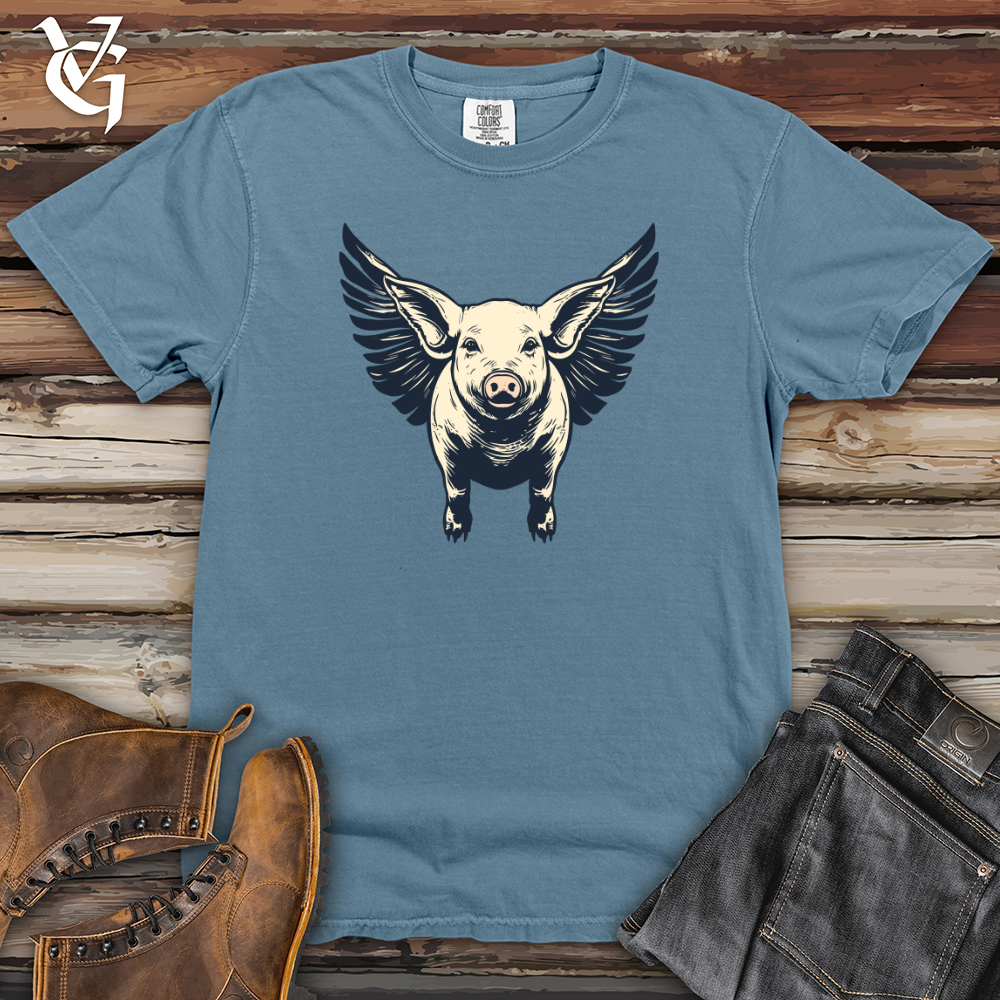 Viking Goods Vintage Winged Swine Heavy Cotton Comfort Colors Tee Black / L