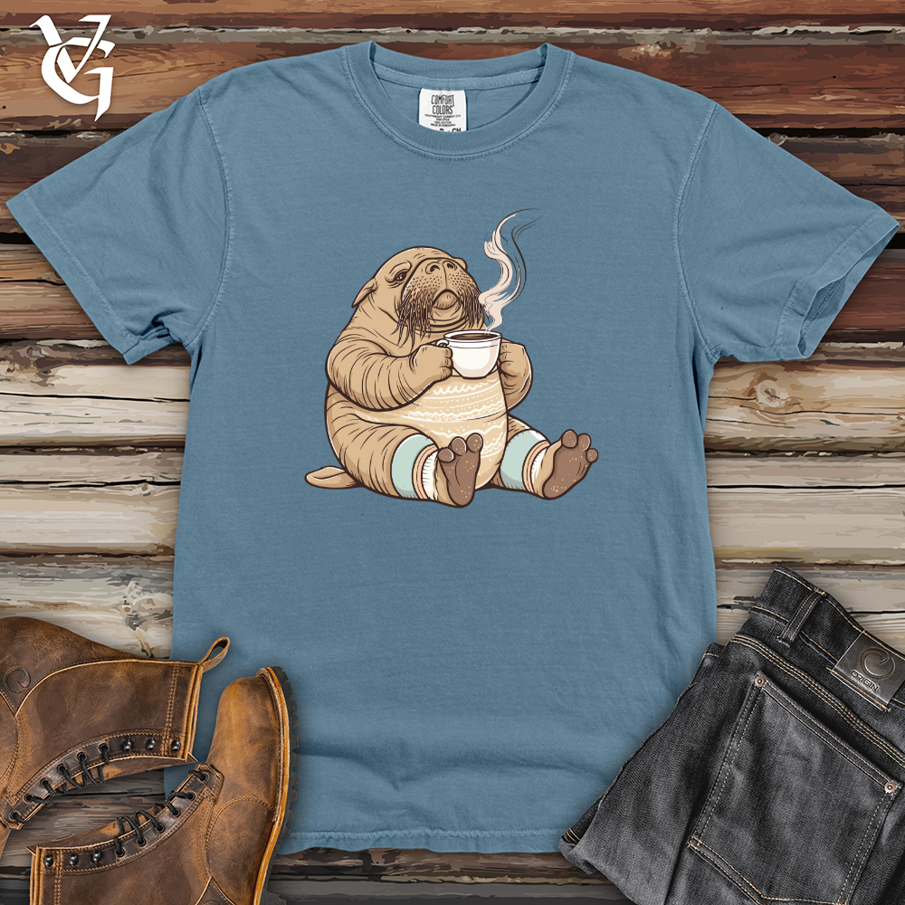 Viking Goods Walrus Cozy Brew Heavy Cotton Comfort Colors Tee Blue Jean / L