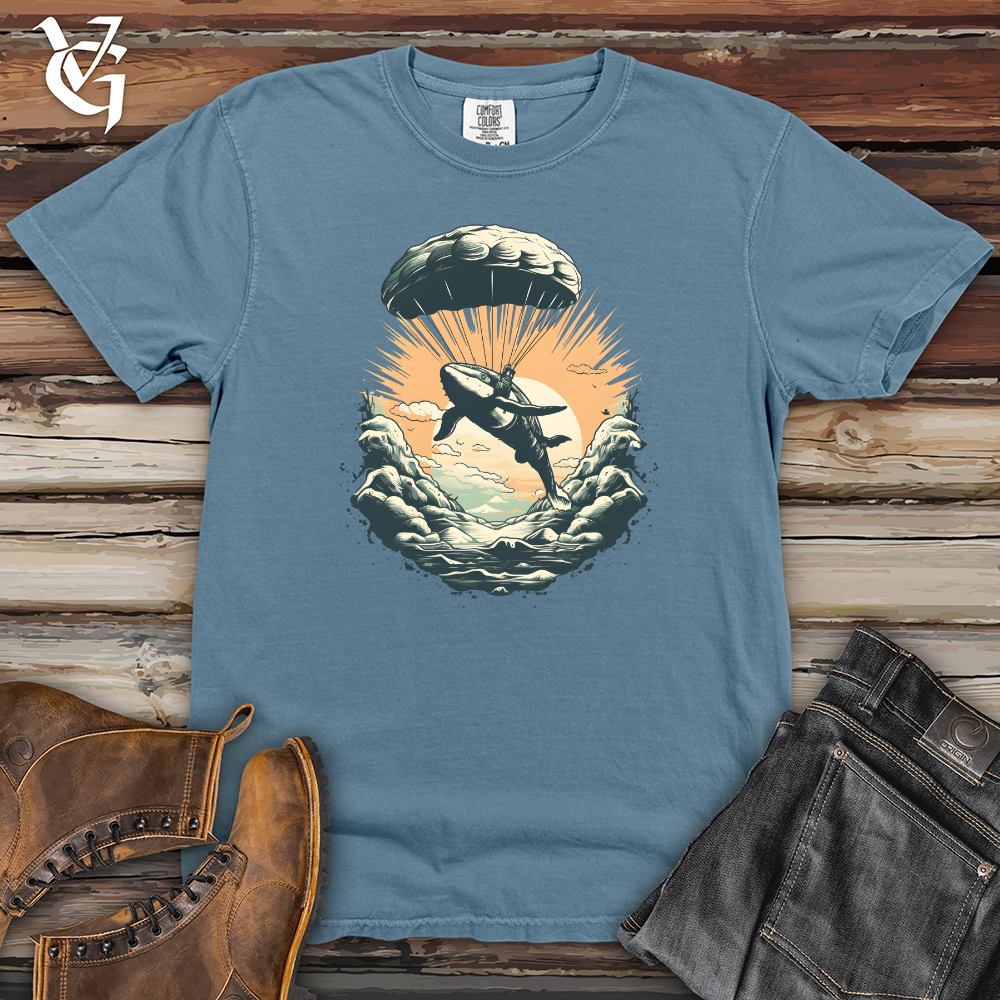 Viking Goods Whale Skydiving Parachute Journey Heavy Cotton Comfort Colors Tee Blue Jean / L