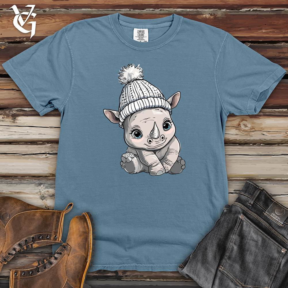 Viking Goods Winter Rhino Cuddles Heavy Cotton Comfort Colors Tee Blue Jean / L
