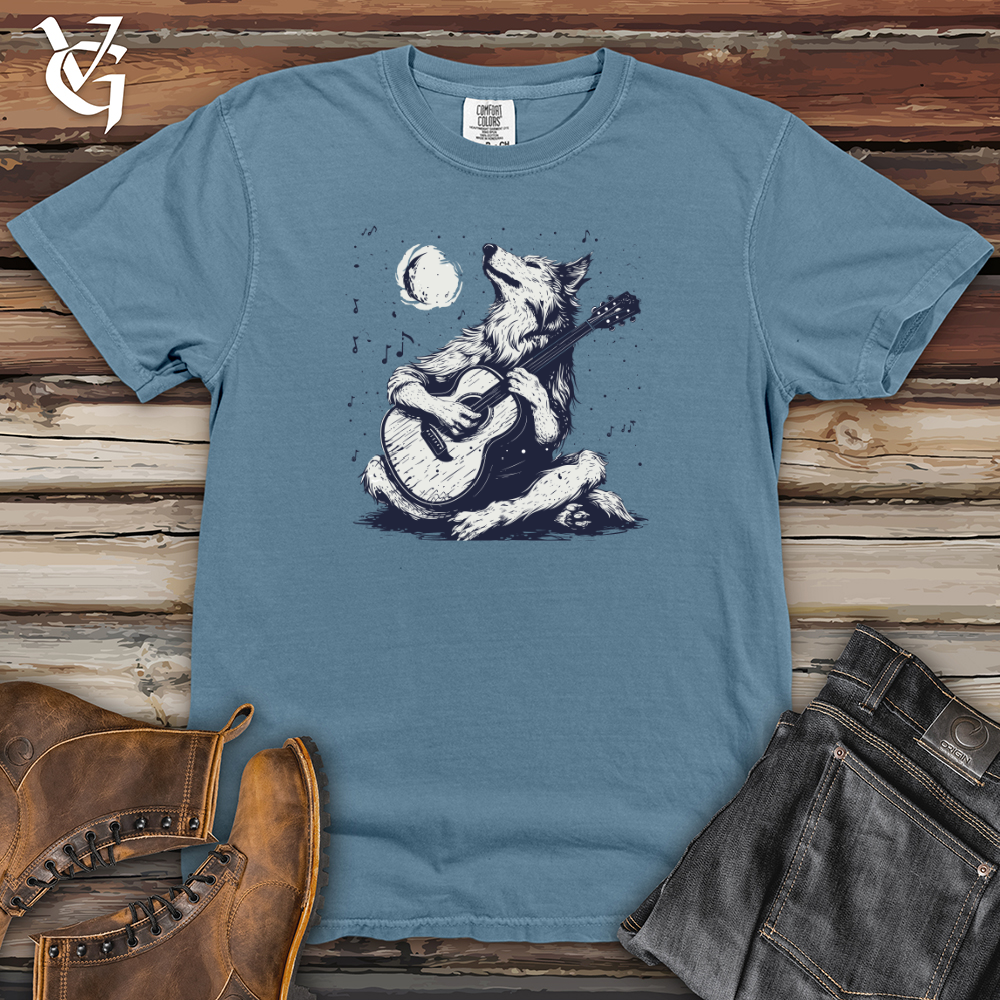 Viking Goods Wolf Moonlight Serenade Heavy Cotton Comfort Colors Tee Blue Jean / L