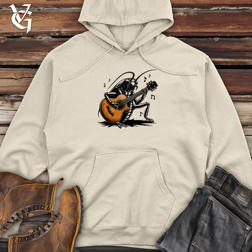 Viking Goods Cockroach Holding a Guitar Midweight Hooded Sweatshirt Grey Heather / L