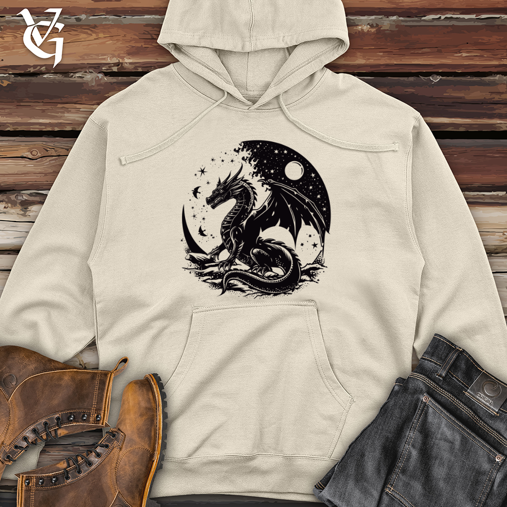 Viking Goods Dragon Night Silhouette Midweight Hooded Sweatshirt Bone / L