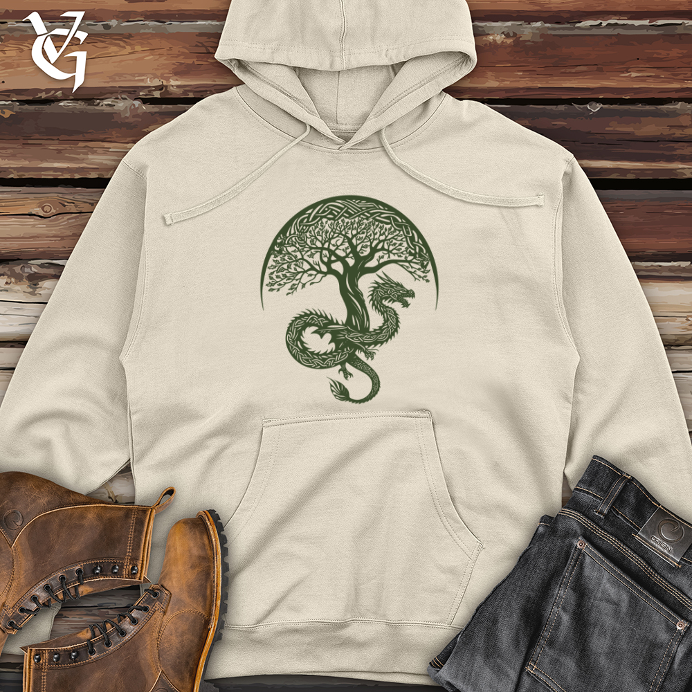 Viking Goods Dragon Tree Silhouette Midweight Hooded Sweatshirt Bone / L