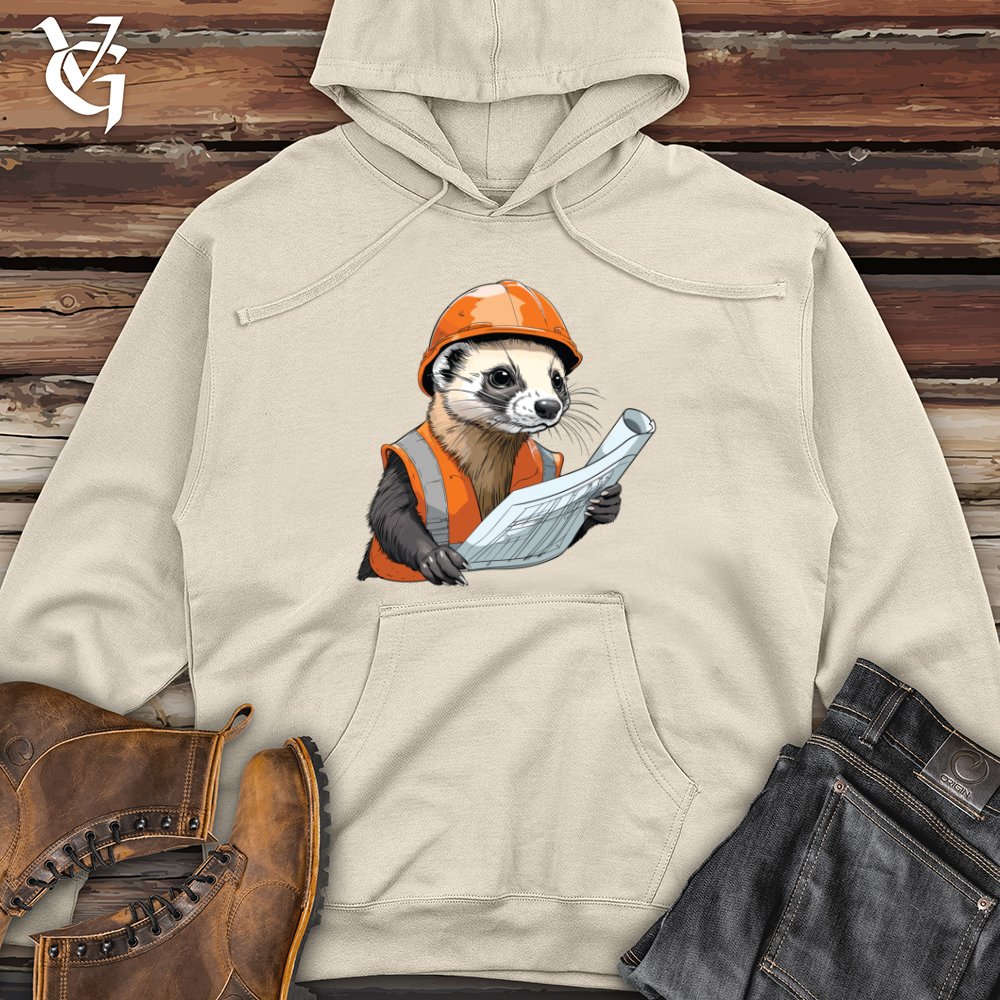 Viking Goods Ferret Engineer Blueprint Midweight Hooded Sweatshirt Bone / L