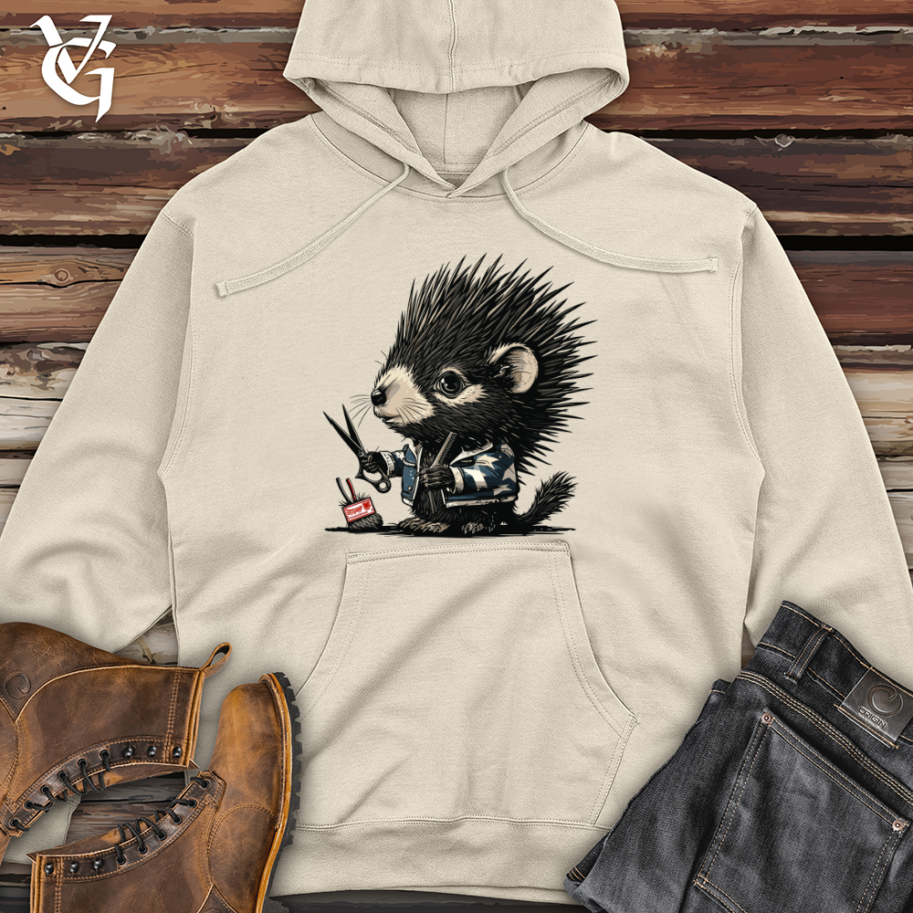 Viking Goods Hedgehog Barber Shop Midweight Hooded Sweatshirt Bone / L
