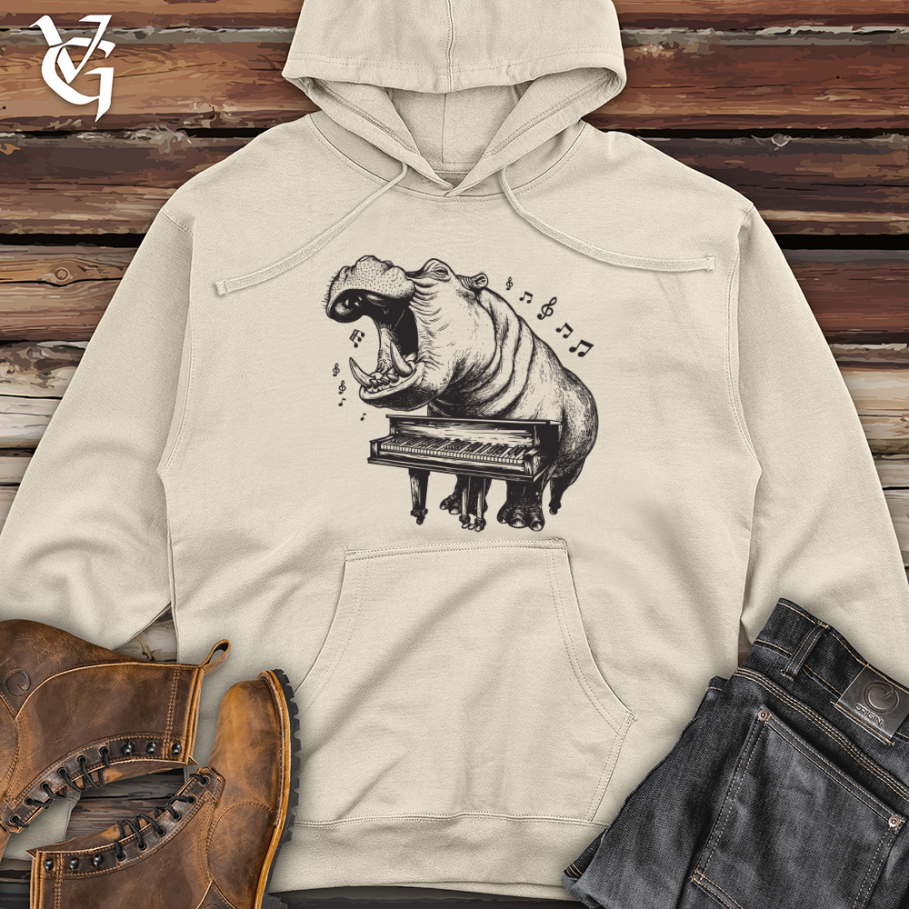 Viking Goods Hippopotamus Melody Maker Midweight Hooded Sweatshirt Bone / L