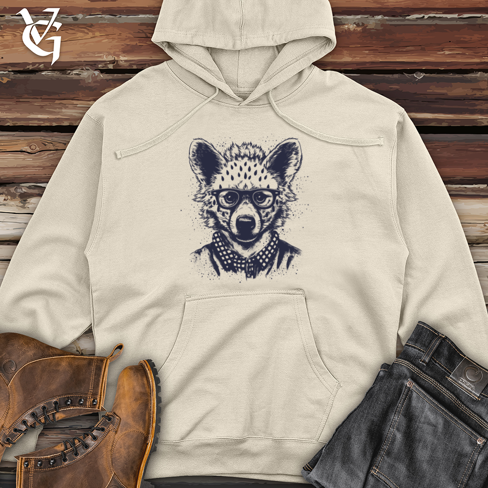 Viking Goods Hyena Wilderness Hipster Wanderlust Midweight Hooded Sweatshirt Grey Heather / L