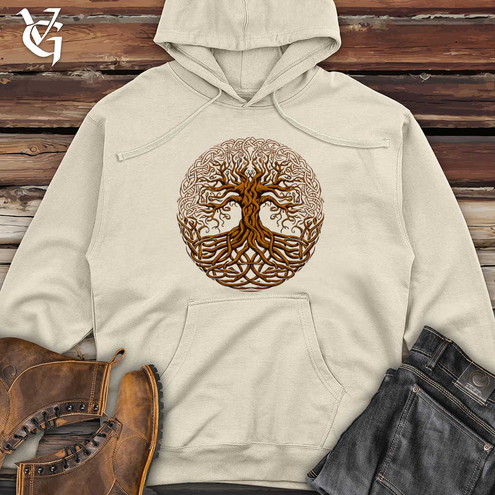 Viking Goods Intricate Tree Life Midweight Hooded Sweatshirt Bone / L