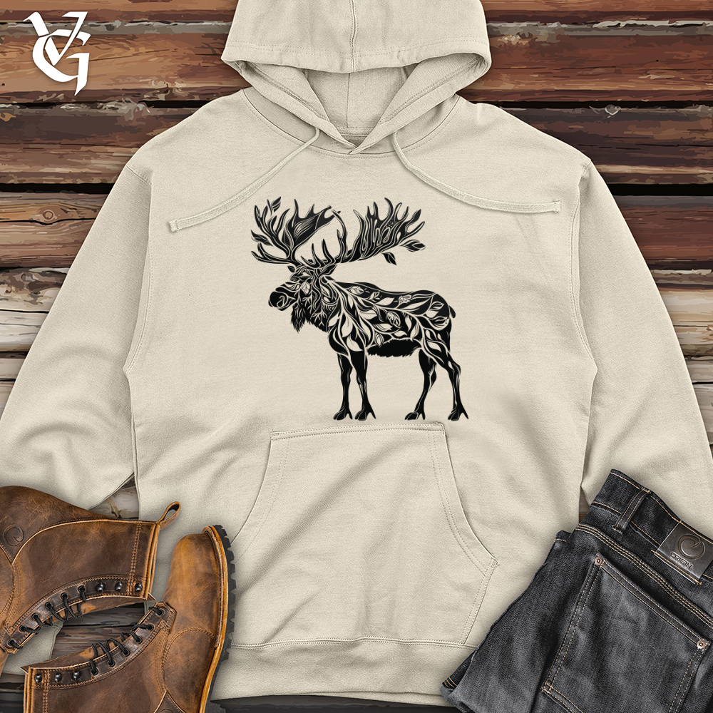 Viking Goods Majestic Moose Silhouette Midweight Hooded Sweatshirt Bone / L