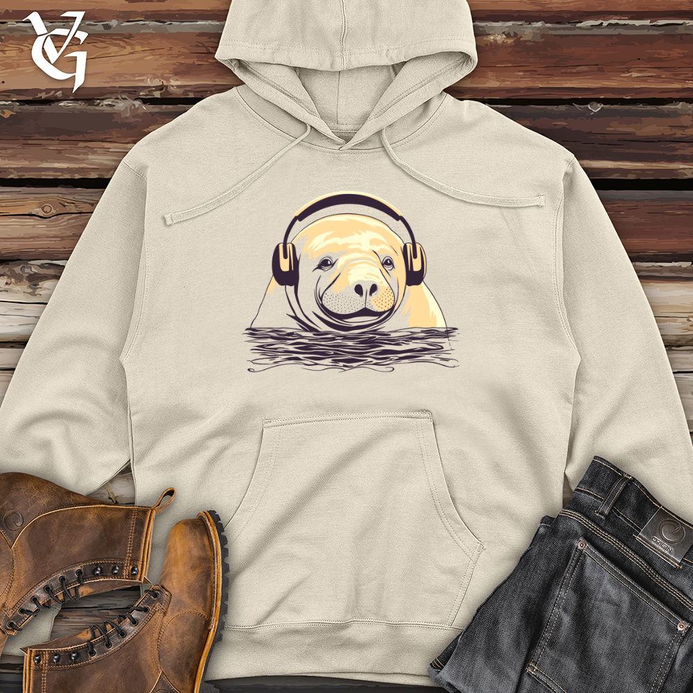 Viking Goods Manatee Headphone Bliss Midweight Hooded Sweatshirt Bone / L