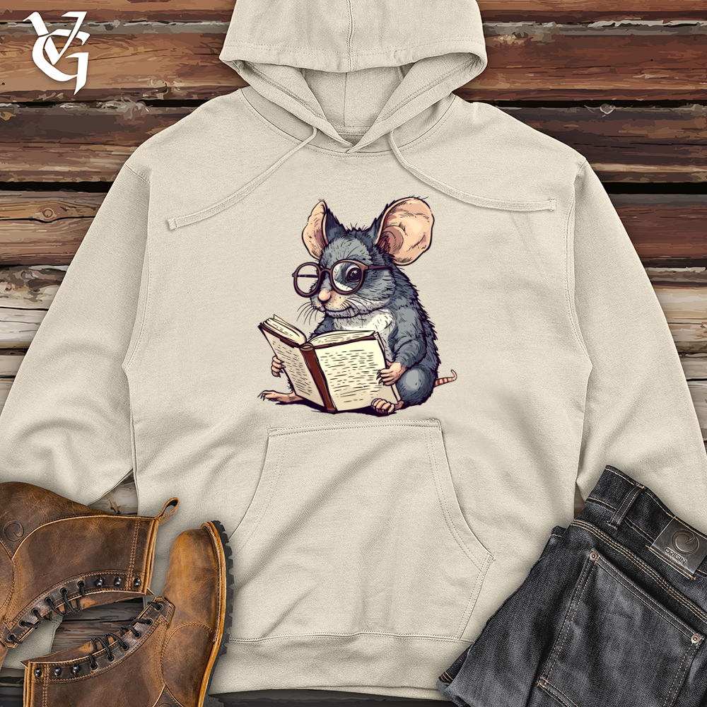 Viking Goods Mouse Bookworm Scholar Midweight Hooded Sweatshirt Army / L