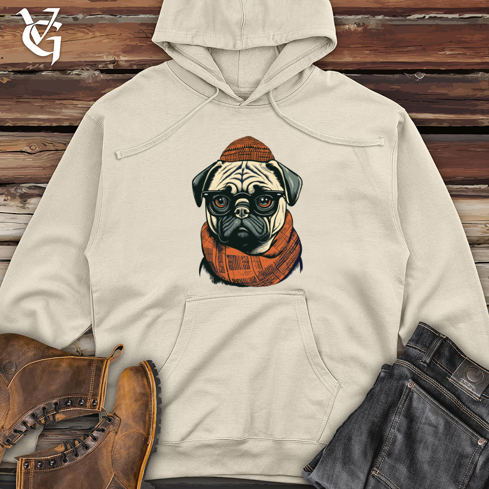 Viking Goods Pug Cozy Scholar Midweight Hooded Sweatshirt Grey Heather / L