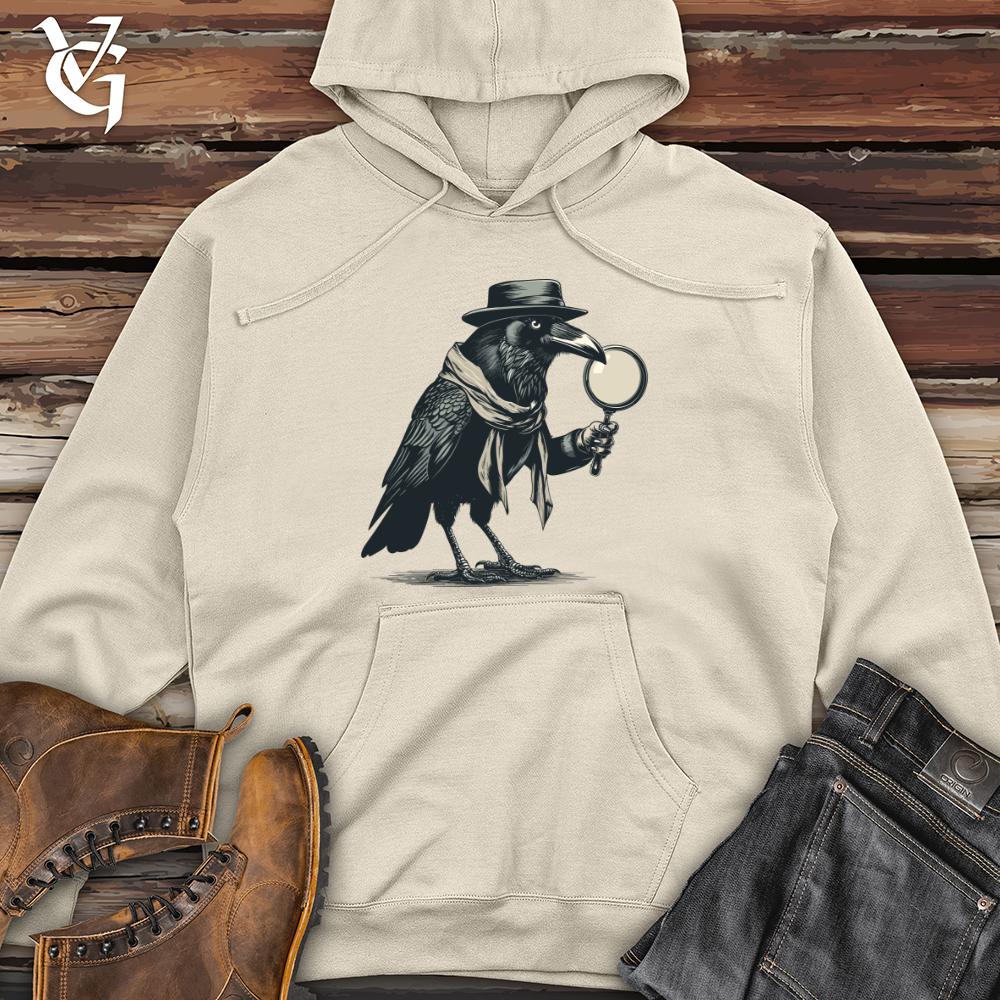 Viking Goods Raven Detective Mystery Midweight Hooded Sweatshirt Bone / L