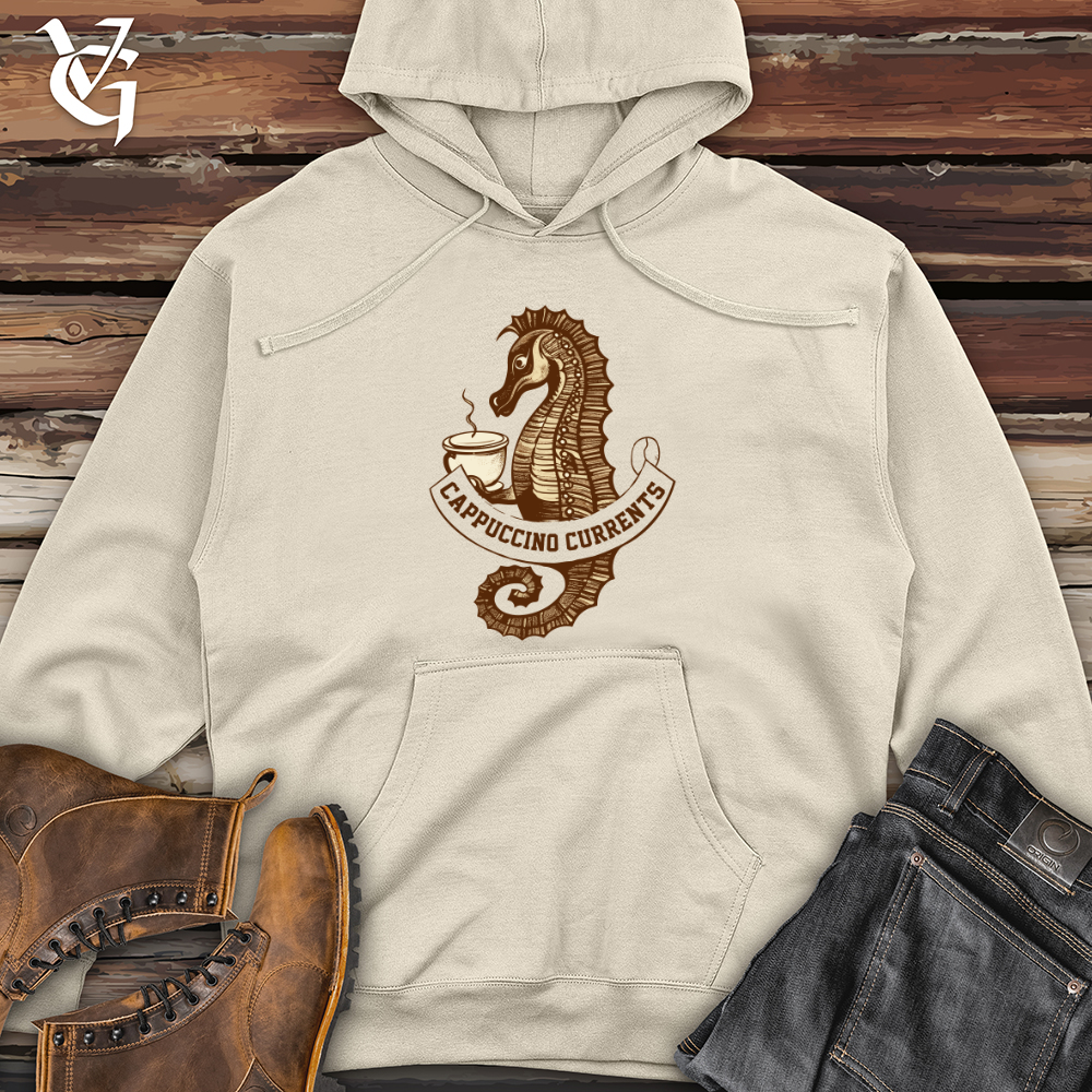 Viking Goods Seahorse Ocean Sip Coffee Calm Midweight Hooded Sweatshirt Bone / L