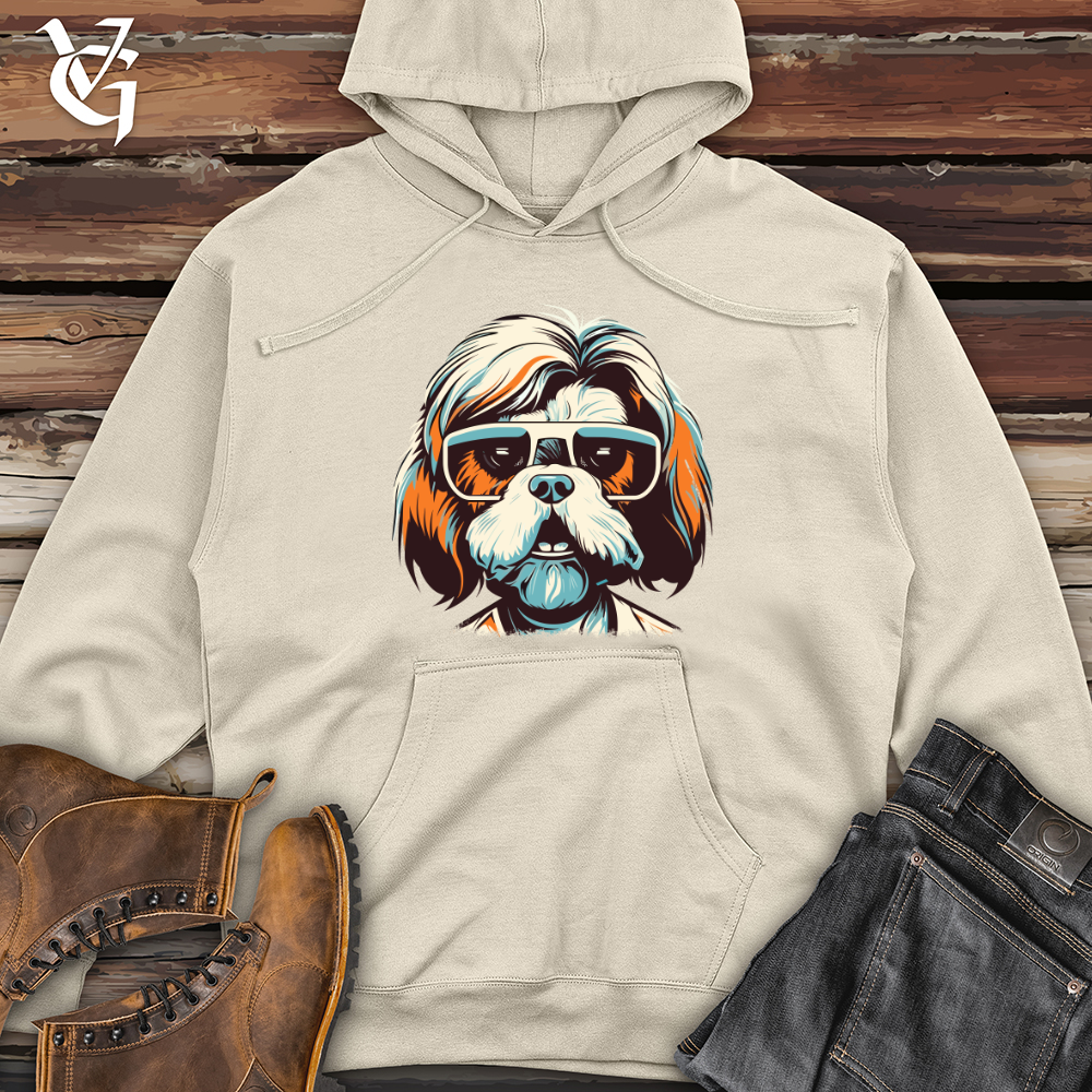 Viking Goods Shih Tzu Stylish Spectacles Midweight Hooded Sweatshirt Royal / L