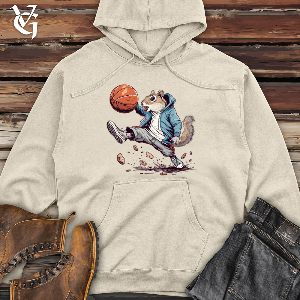 Viking Goods Squirrel Basketball Hustle Midweight Hooded Sweatshirt Grey Heather / L