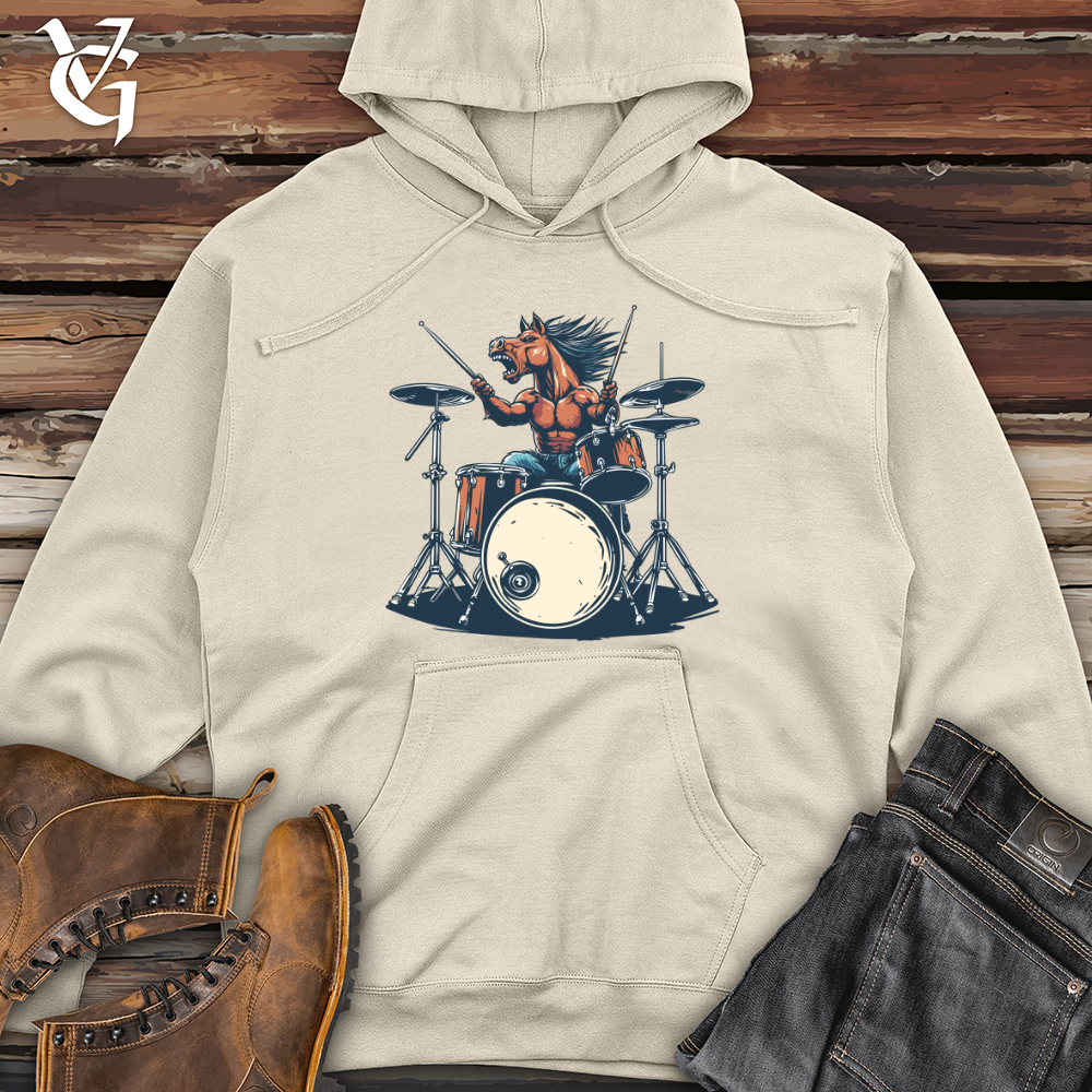 Viking Goods Stallion Drummer Beat Midweight Hooded Sweatshirt Grey Heather / L