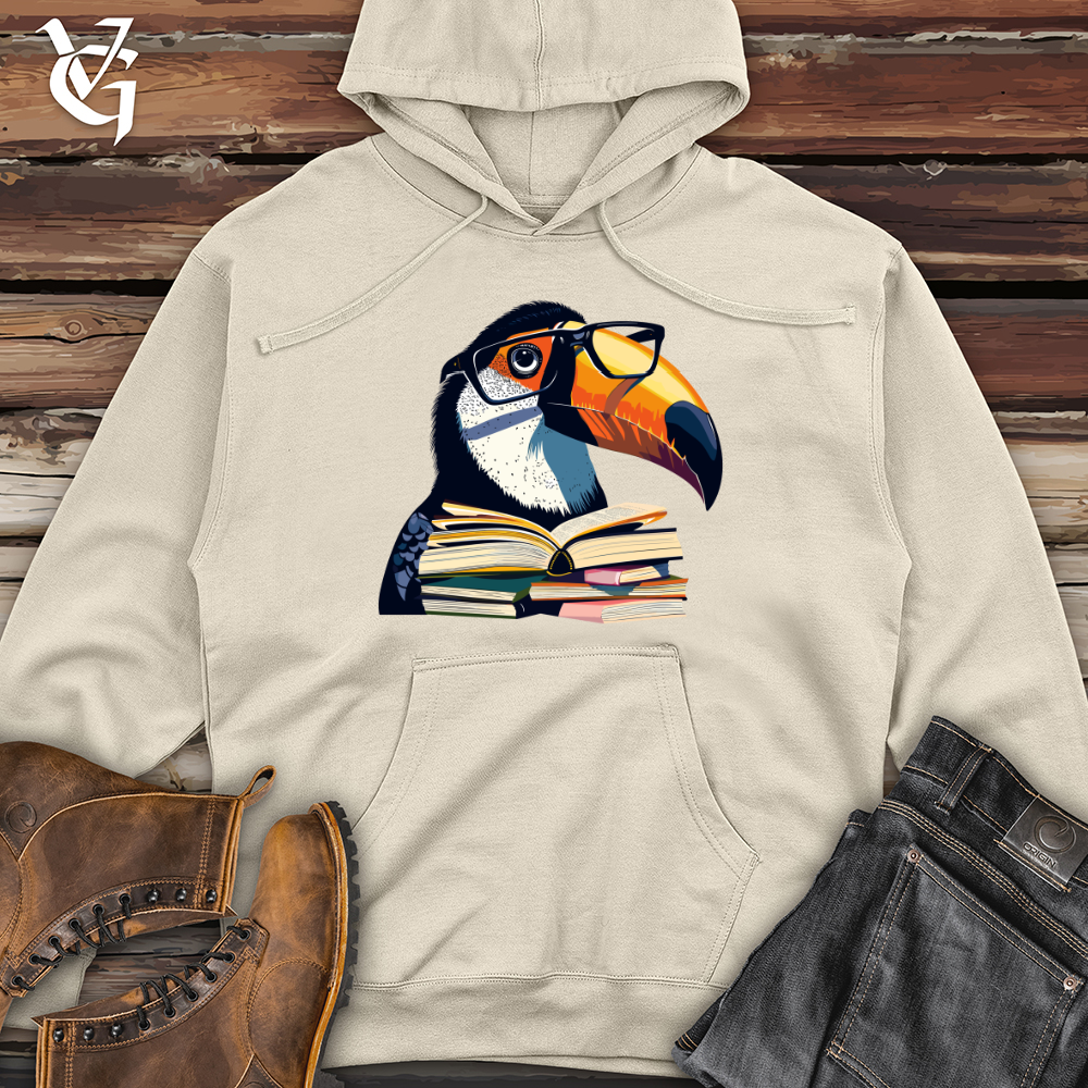 Viking Goods Toucan Bookworm Scholar Midweight Hooded Sweatshirt Army / L