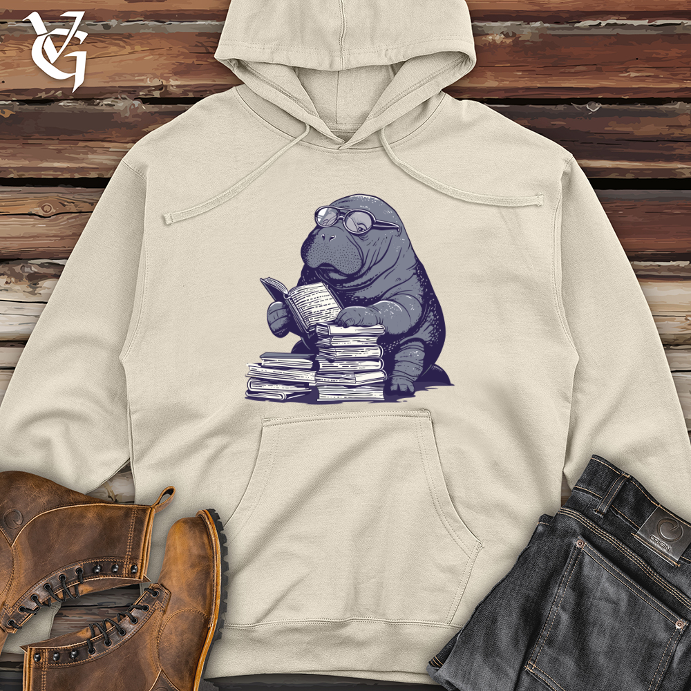 Viking Goods Walrus Bibliophile Charm Midweight Hooded Sweatshirt Grey Heather / L