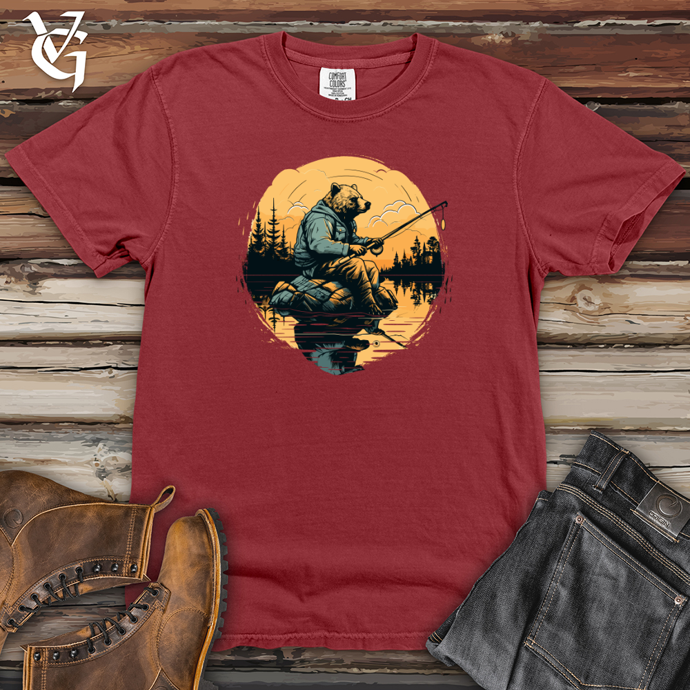 Viking Goods Bear Lakeside Fishing Heavy Cotton Comfort Colors Tee Brick / L