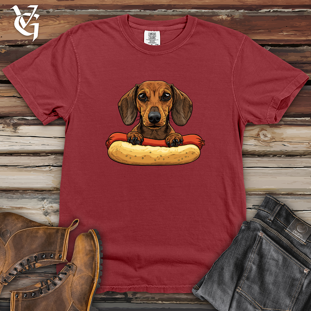Viking Goods Dachshund Hotdog Hug Heavy Cotton Comfort Colors Tee Brick / L