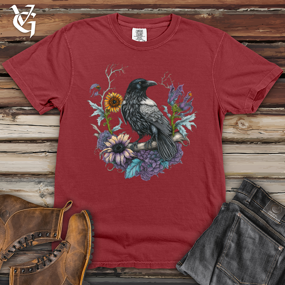 Viking Goods Flower Wreath Raven Heavy Cotton Comfort Colors Tee Brick / L