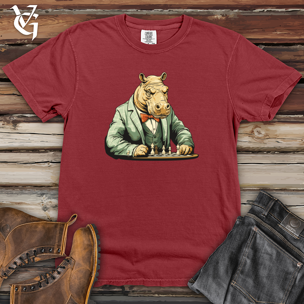 Viking Goods Hippopotamus Brain Game Chess Battle Heavy Cotton Comfort Colors Tee Brick / L