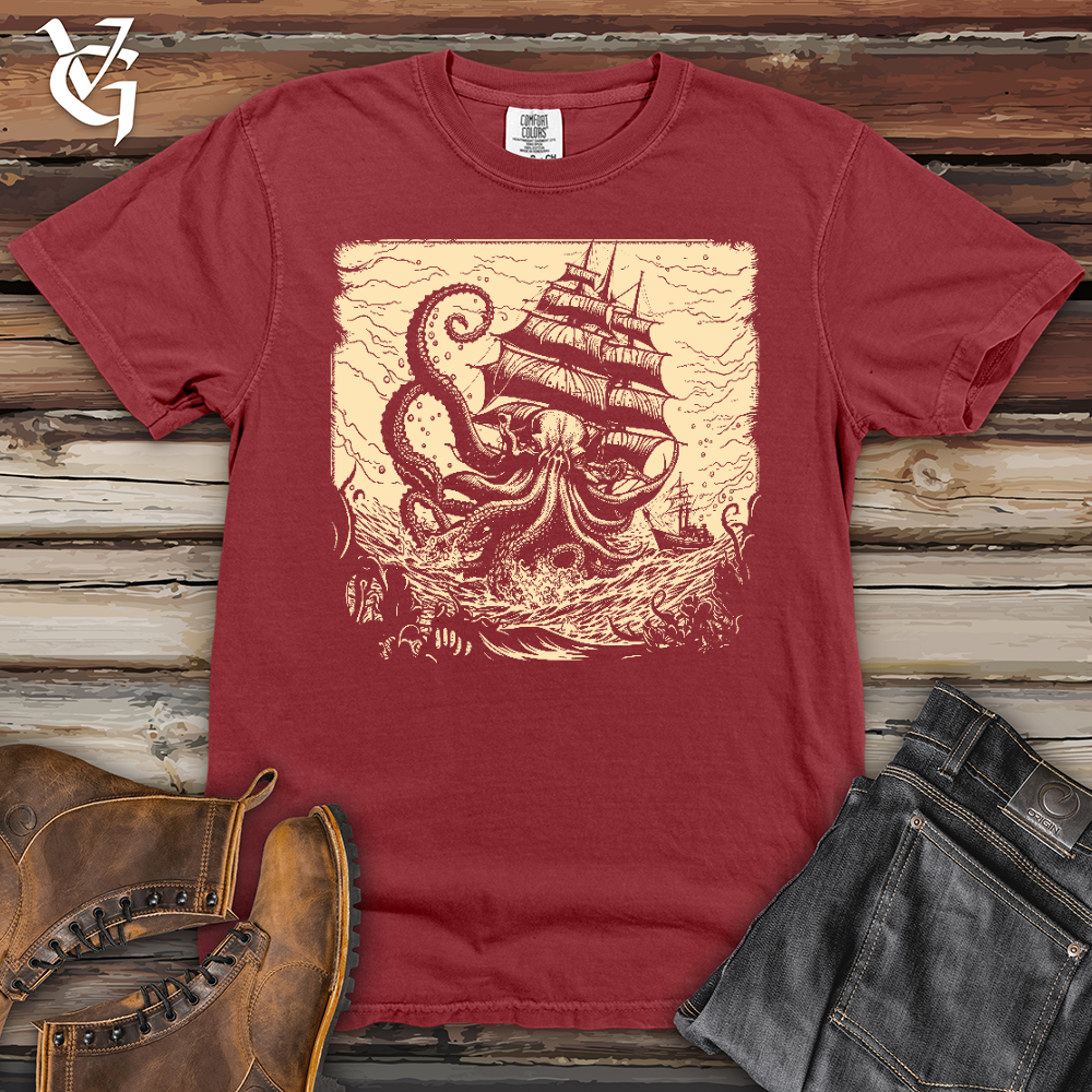Viking Goods Kraken At Sea Heavy Cotton Comfort Colors Tee Brick / L