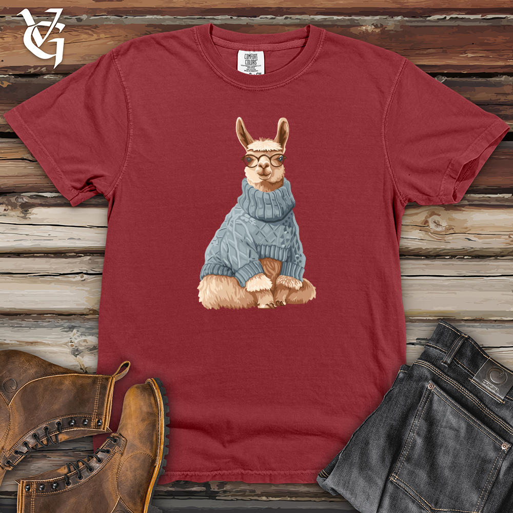 Viking Goods Llama Winter Chic Heavy Cotton Comfort Colors Tee Brick / L