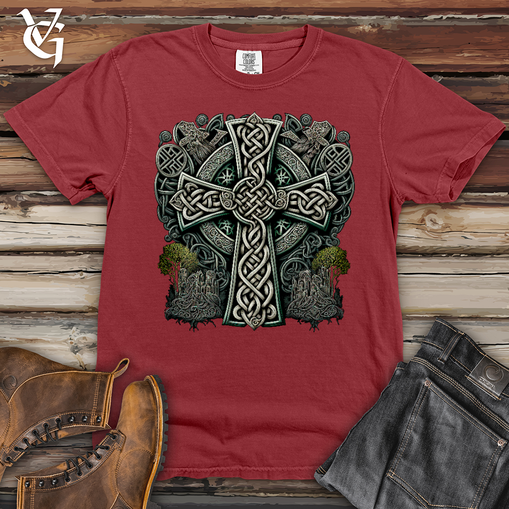 Viking Goods Metallic Celtic Crosses Heavy Cotton Comfort Colors Tee Brick / L