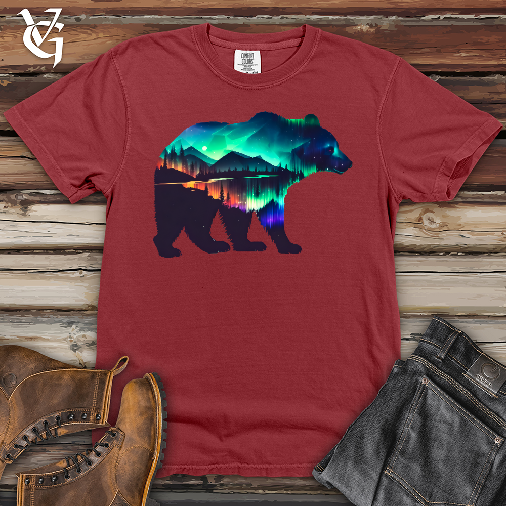 Viking Goods Northern Lights Bear Heavy Cotton Comfort Colors Tee Brick / L