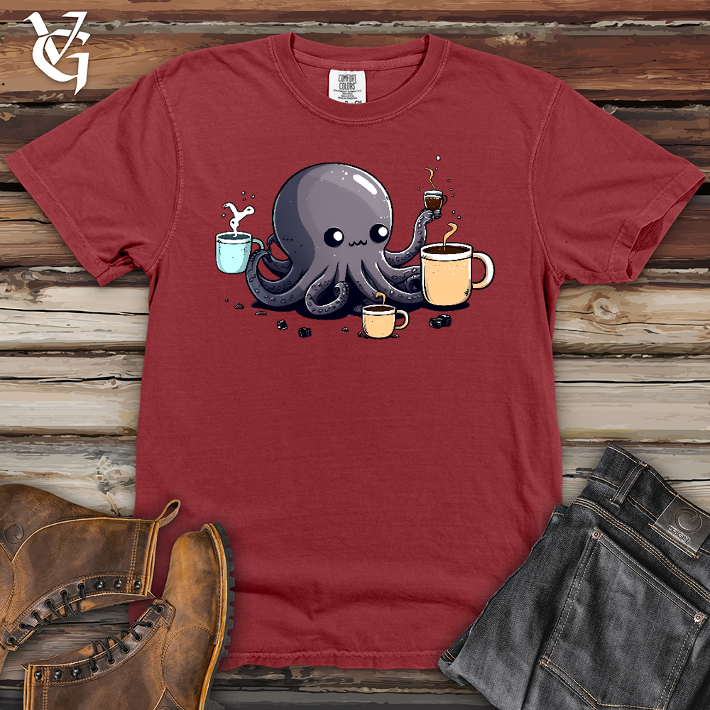 Viking Goods Octopus Coffee Addict Heavy Cotton Comfort Colors Tee White / L