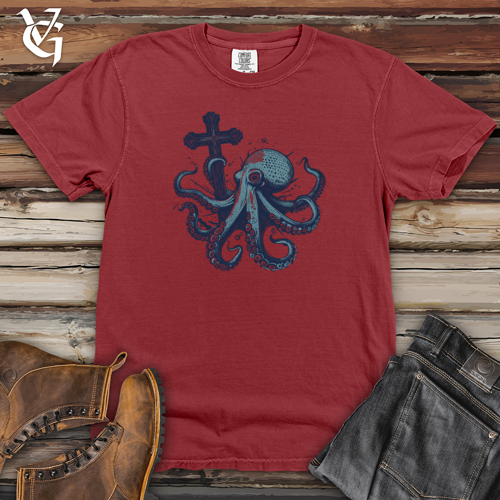 Viking Goods Octopus Cross Heavy Cotton Comfort Colors Tee Brick / L