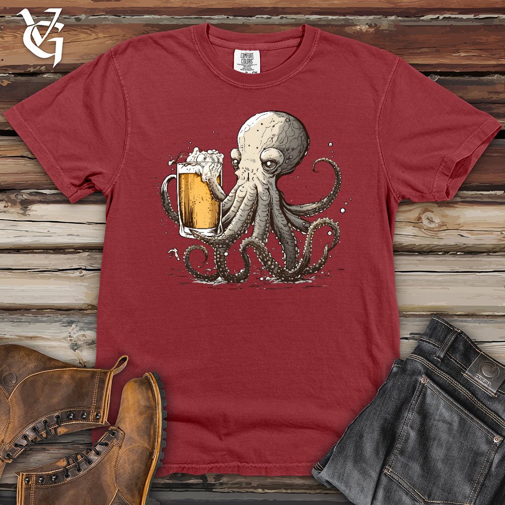Viking Goods Octopus Happy Hour Heavy Cotton Comfort Colors Tee Brick / L