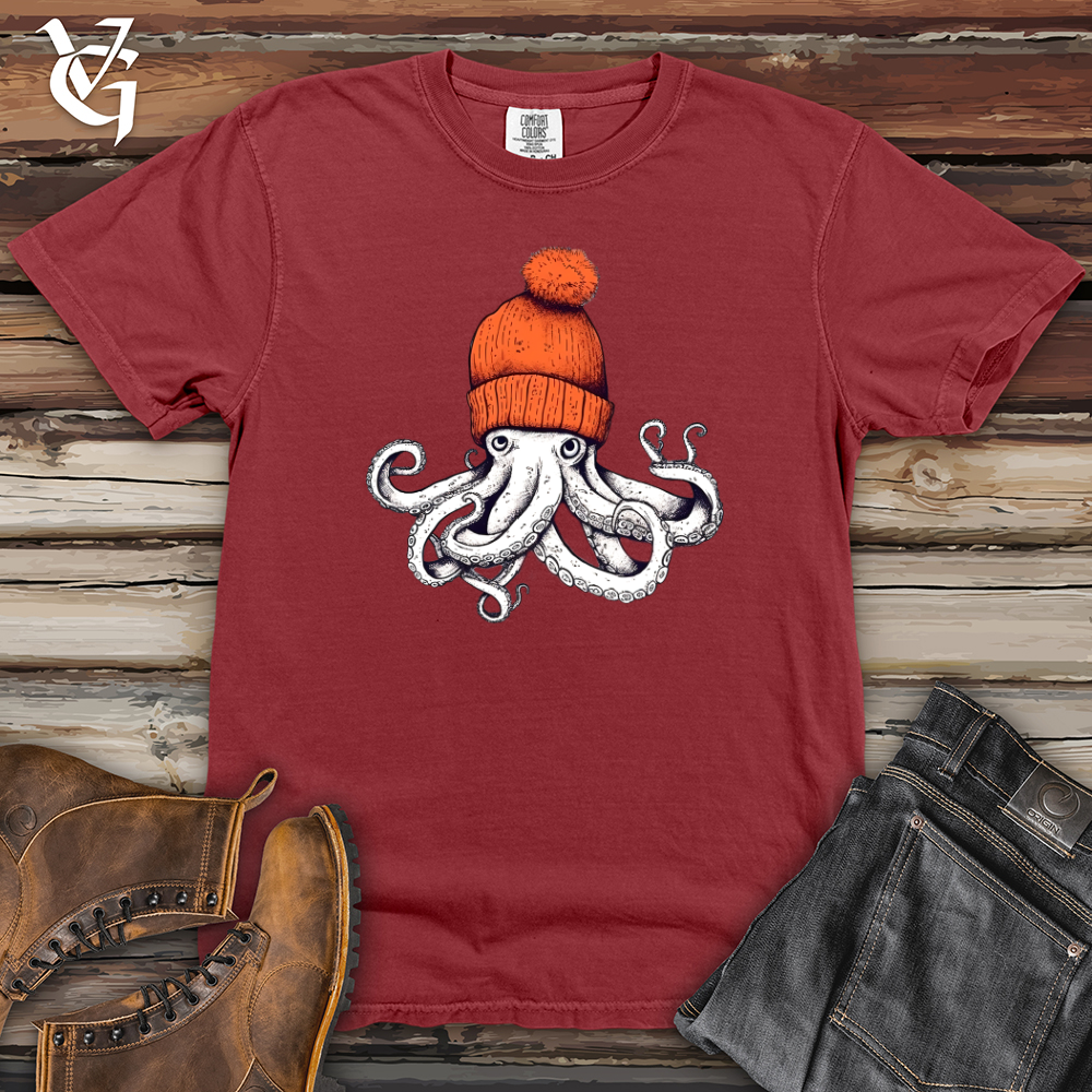 Viking Goods Octopus Orange Beanie Heavy Cotton Comfort Colors Tee Brick / L
