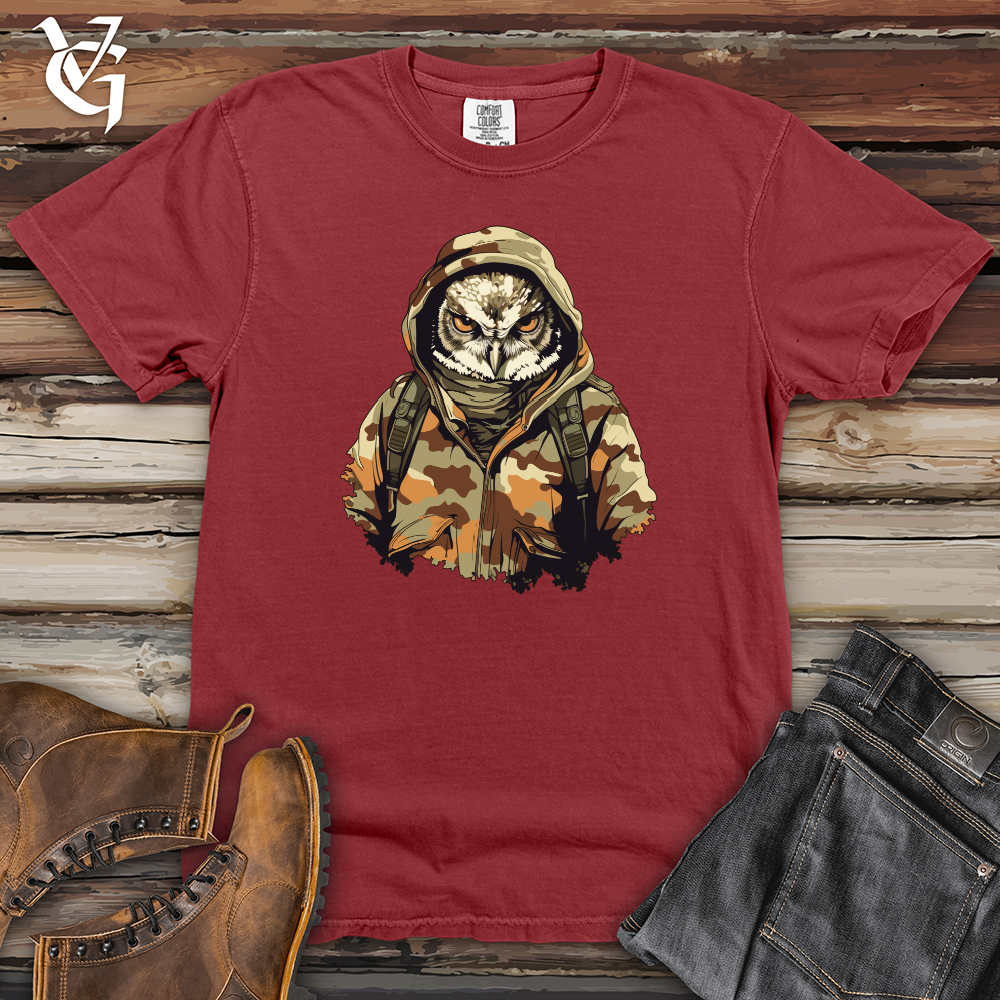 Viking Goods Owl Camo Army Night Watch Heavy Cotton Comfort Colors Tee Brick / L