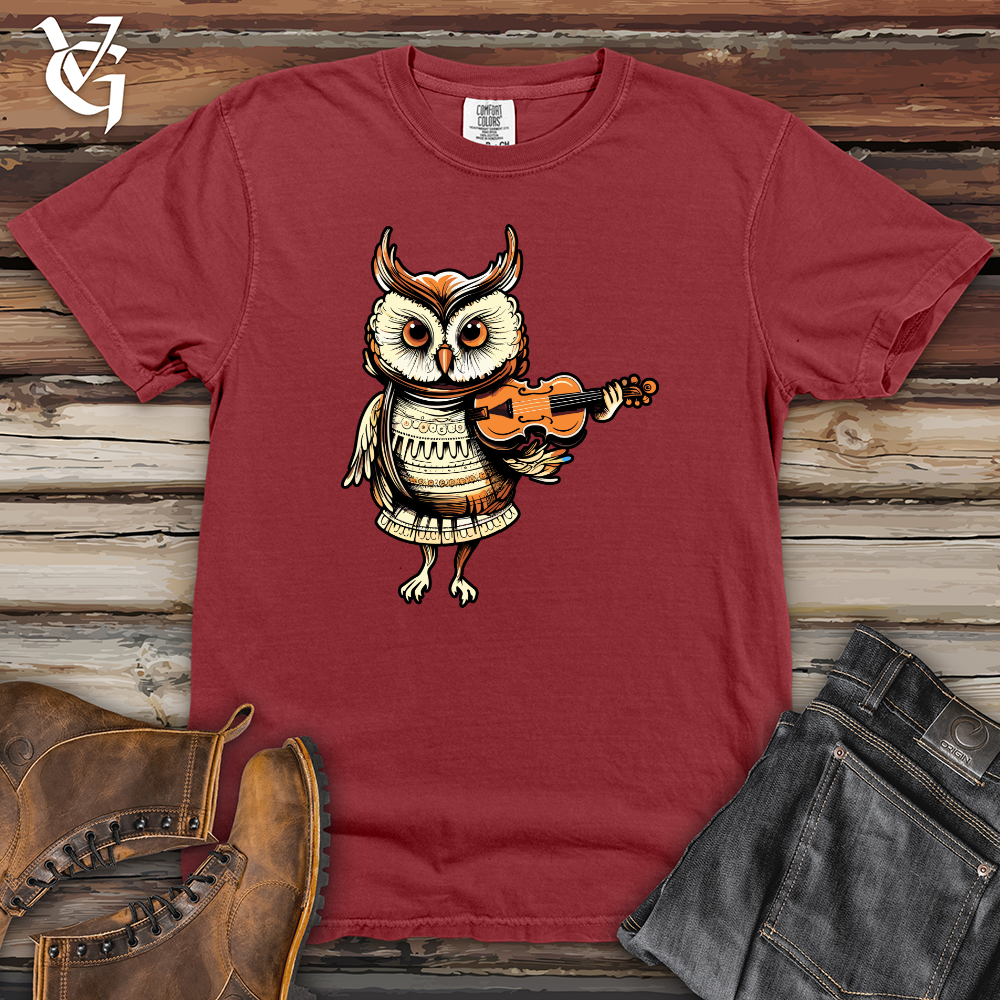 Viking Goods Owl Violinist Nocturne Heavy Cotton Comfort Colors Tee Brick / L