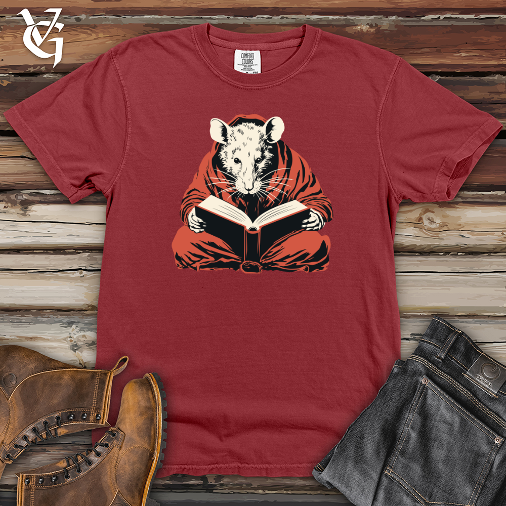 Viking Goods Rat Reading Book Heavy Cotton Comfort Colors Tee Brick / L