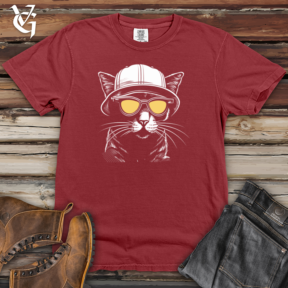 Viking Goods Retro Cap & Shades Cat Heavy Cotton Comfort Colors Tee Brick / L