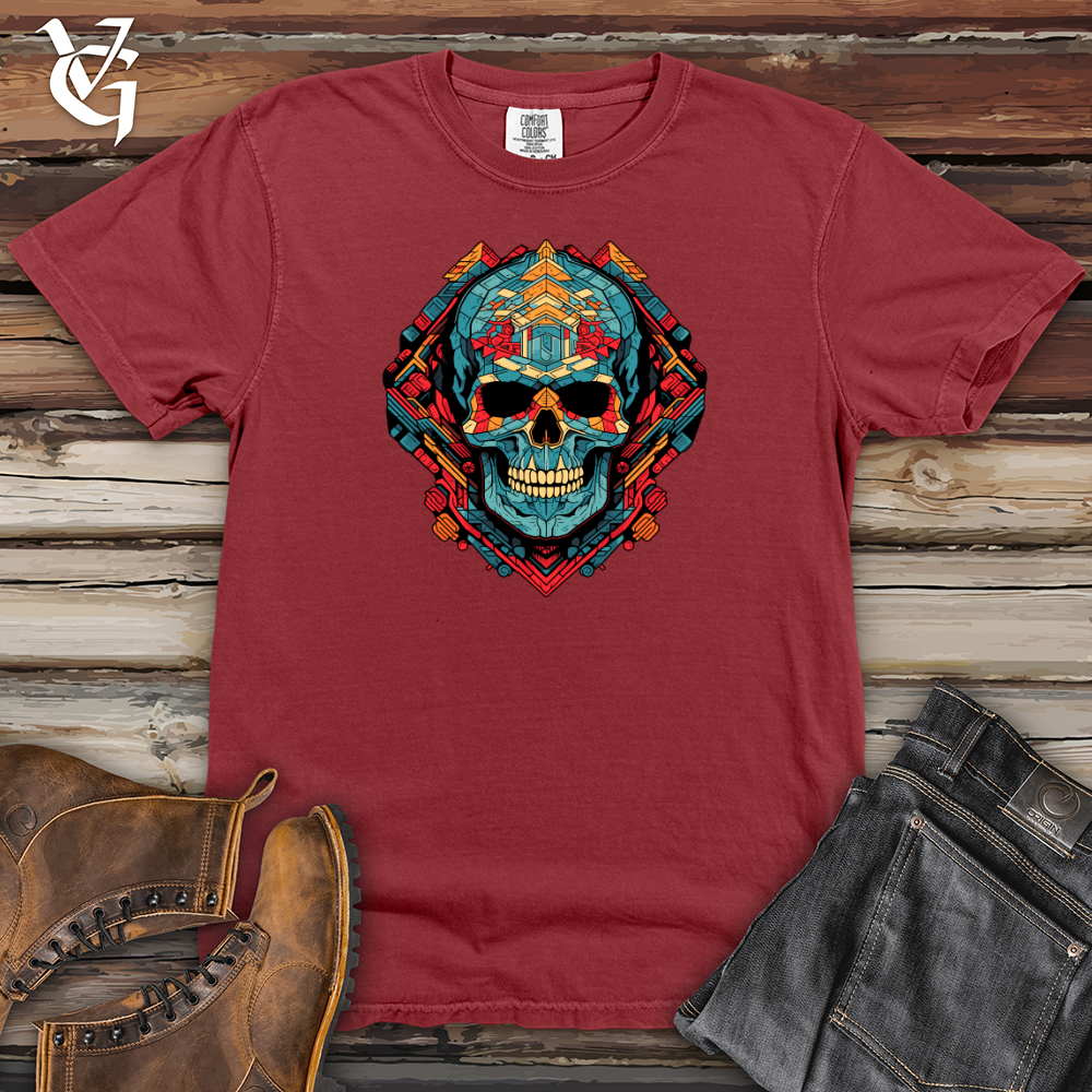 Viking Goods Retro Geometric Skullscape Heavy Cotton Comfort Colors Tee Brick / L