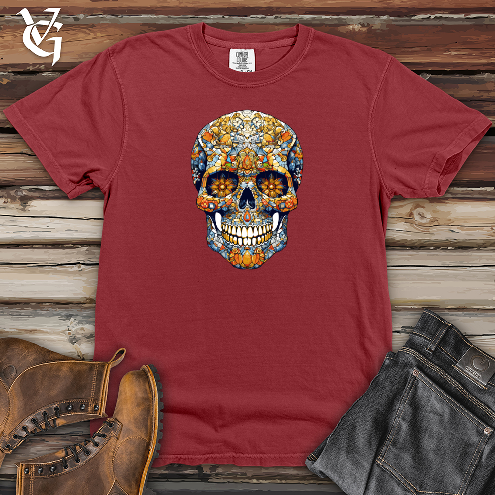 Viking Goods Retro Mosaic Skull Heavy Cotton Comfort Colors Tee Brick / L