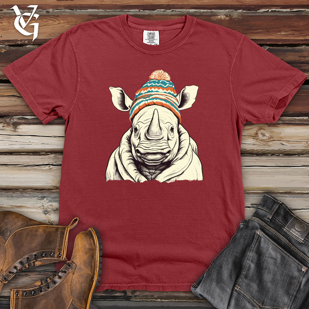 Viking Goods Retro Pompom Snow Hat Rhino Heavy Cotton Comfort Colors Tee Brick / L